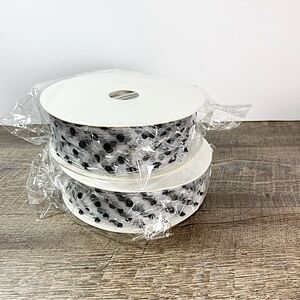 Brand New 100 yards sheer polka dot ribbon black and white Wedding Xmas 2”